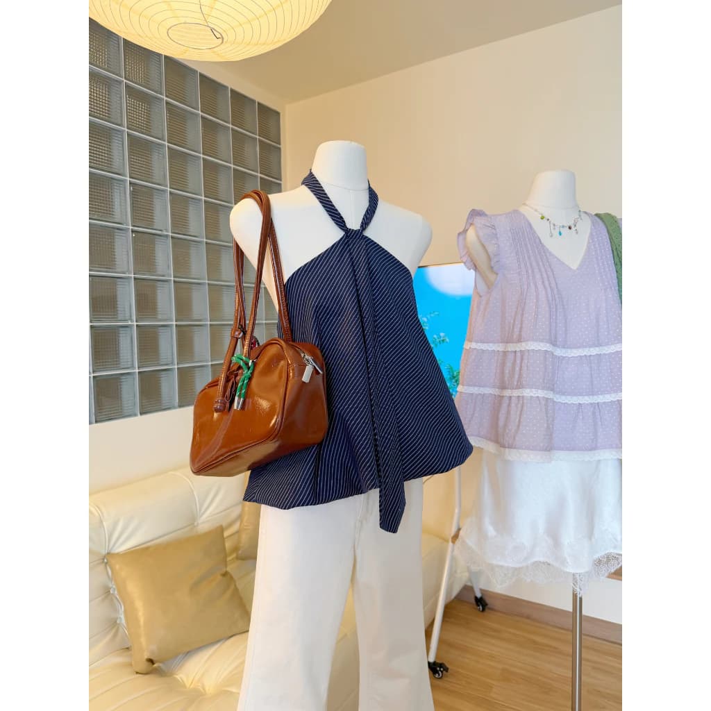 LENCLOTHING 直條紋 halter 背心
