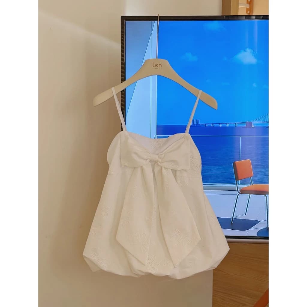 LENCLOTHING 白色蝴蝶結 babydoll 上衣