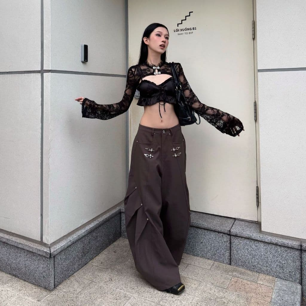 MORSELA BARREL 低腰寬管褲